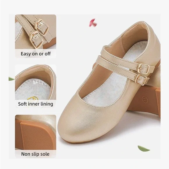 Girl gold dress shoes size 2 - Picture 8 of 10